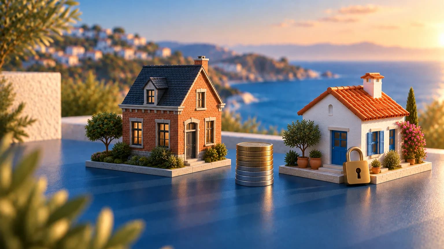 Une maison belge en briques et une maison blanche espagnole, pour un achat en Espagne depuis la Belgique
