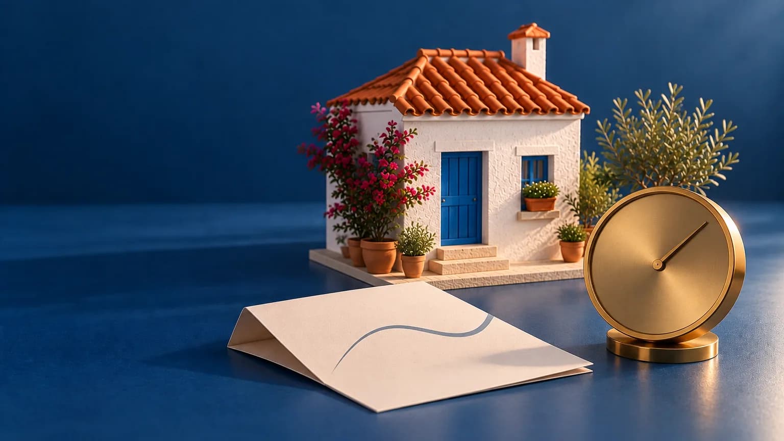 Maison blanche espagnole, cadran en laiton et courbe abstraite : les taux immobiliers en Espagne en 2026
